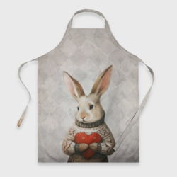 Фартук 3D Влюблённый кролик в свитере с сердцем