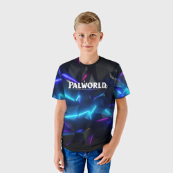 Детская футболка 3D Palworld логотип   на ярких неоновых плитах - фото 2