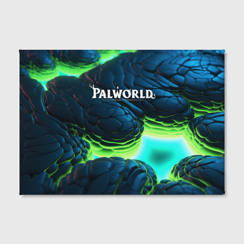 Холст прямоугольный Palworld логотип на ярких синих и зеленых неоновых плитах, цвет 3D печать - фото 2