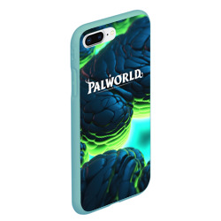 Чехол для iPhone 7Plus/8 Plus матовый Palworld логотип на ярких синих и зеленых неоновых плитах - фото 2
