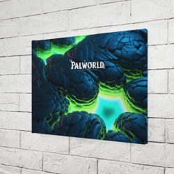 Холст прямоугольный Palworld логотип на ярких синих и зеленых неоновых плитах - фото 2
