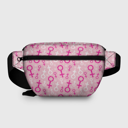 Поясная сумка 3D с принтом Гендерный женский знак венеры, вид сзади #1