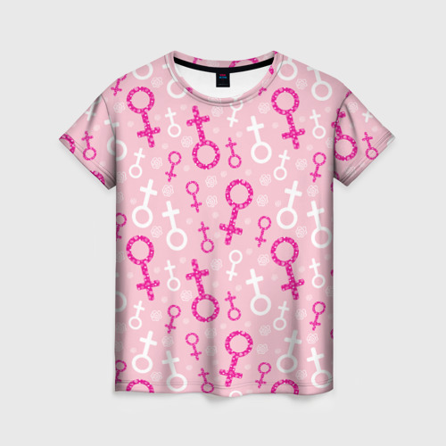Женская футболка с принтом Гендерный женский знак венеры, вид спереди №1