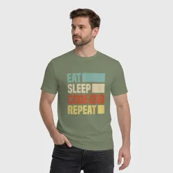 Мужская футболка хлопок Eat sleep code repeat art - фото 2