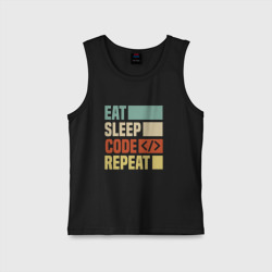 Детская майка хлопок Eat sleep code repeat art