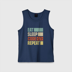 Детская майка хлопок Eat sleep code repeat art