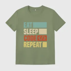 Мужская футболка хлопок Eat sleep code repeat art