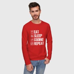 Мужской лонгслив хлопок Eat sleep coding repeat - фото 2