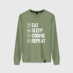 Женский свитшот хлопок Eat sleep coding repeat