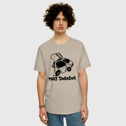 Мужская футболка хлопок Oversize с принтом Бешеный тостер автомобиль Smart, фото на моделе #1