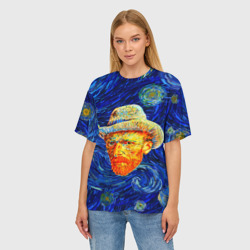 Женская футболка oversize 3D Face Vincent Van Gogh - фото 2