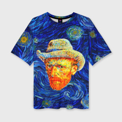 Женская футболка oversize 3D Face Vincent Van Gogh