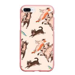 Чехол для iPhone 7Plus/8 Plus матовый Коты и рыба