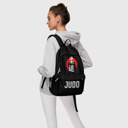 Рюкзак с принтом Путь дзюдо для любого человека, вид спереди №4. Цвет основы: белый