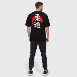 Мужская футболка oversize 3D Большой иероглиф дзюдо на спине - фото 2