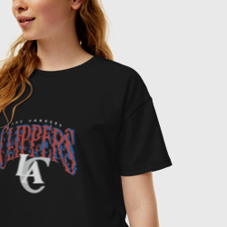 Женская футболка хлопок Oversize Los angeles clippers suga glitch NBA - фото 2