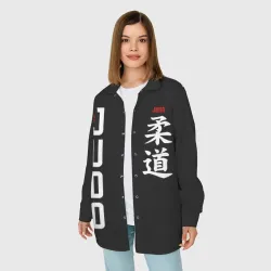 Женская рубашка oversize 3D Борьба дзюдо с иероглифом - фото 2