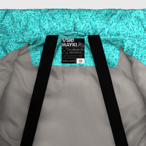 Зимняя куртка для девочек 3D с принтом Мелкая мозаика неон голубой, фото #5