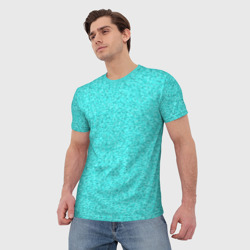 Мужская футболка 3D Мелкая мозаика неон голубой - фото 2