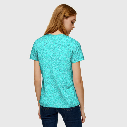 Женская футболка 3D Мелкая мозаика неон голубой, цвет 3D печать - фото 4