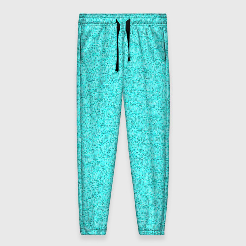 Женские брюки 3D с принтом Мелкая мозаика неон голубой, вид спереди #2