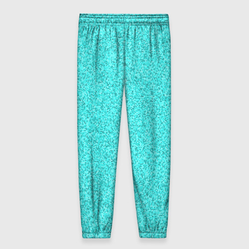 Женские брюки 3D с принтом Мелкая мозаика неон голубой, вид сзади #1
