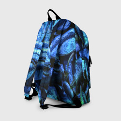 Рюкзак с принтом Старые сухие листья синие для любого человека, вид сзади №1. Цвет основы: белый