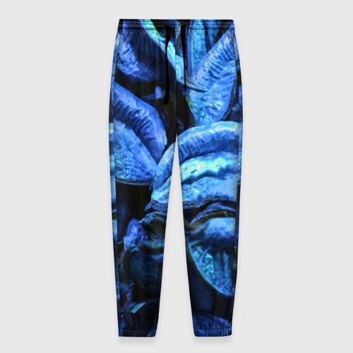 Мужские брюки с принтом Старые сухие листья синие, вид спереди №1