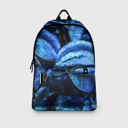 Рюкзак с принтом Старые сухие листья синие для любого человека, вид спереди №3. Цвет основы: белый