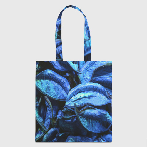 Сумка-Шоппер с принтом Старые сухие листья синие, вид спереди №1