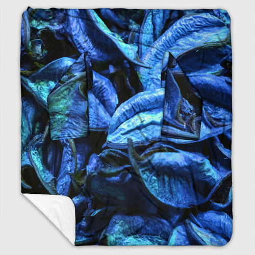 Плед с рукавами с принтом Старые сухие листья синие, вид спереди №1