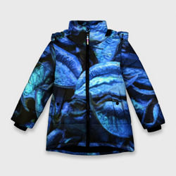 Старые сухие листья синие – Зимняя куртка для девочек 3D с принтом купить