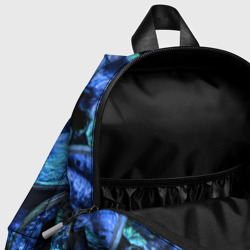 Рюкзак с принтом Старые сухие листья синие для ребенка, вид на модели спереди №4. Цвет основы: белый