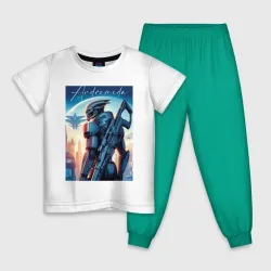 Детская пижама с белой футболкой Mass Effect - alien andromeda ai art