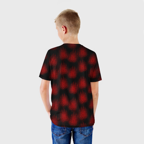 Детская футболка 3D с принтом Ведьмак лого зверь, вид сзади #2