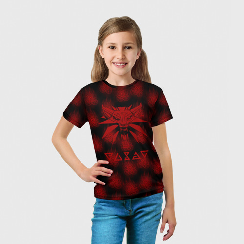 Детская футболка 3D с принтом Ведьмак лого зверь, вид сбоку #3
