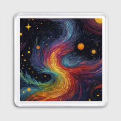 Магнит 55*55 Звездный вихрь абстрактная живопись