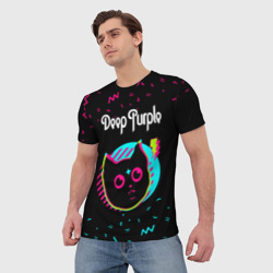 Мужская футболка 3D Deep Purple - rock star cat - фото 2