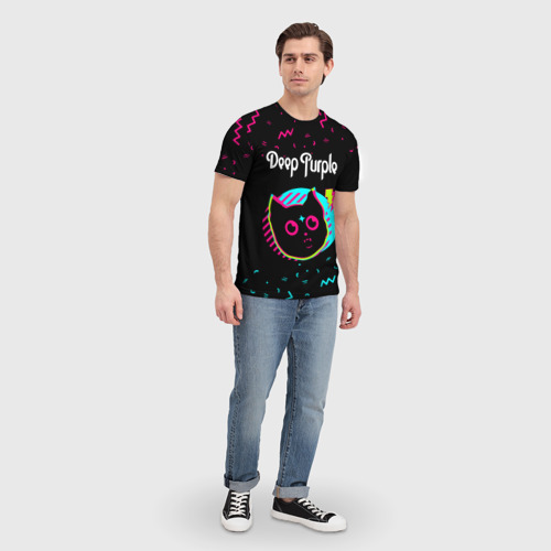 Мужская футболка 3D Deep Purple - rock star cat, цвет 3D печать - фото 5