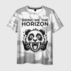 Мужская футболка 3D Bring Me the Horizon рок панда на светлом фоне