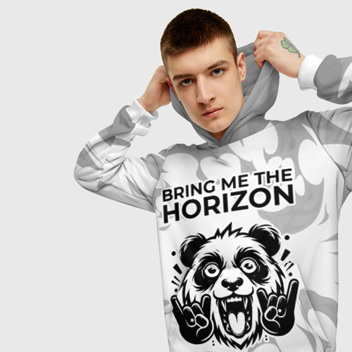 Мужская толстовка 3D Bring Me the Horizon рок панда на светлом фоне, цвет белый - фото 5