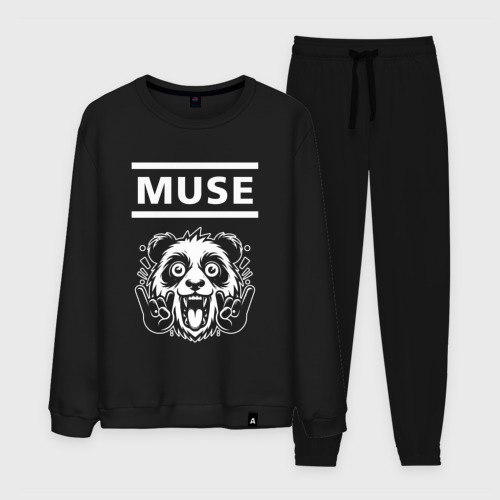 Мужской костюм хлопок Muse rock panda, цвет черный