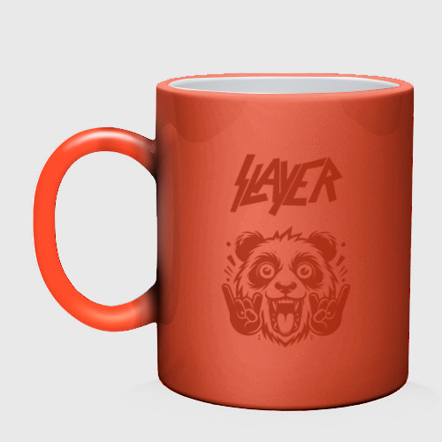 Кружка хамелеон Slayer - rock panda, цвет белый + красный - фото 3