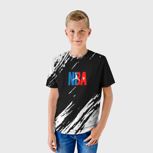 Детская футболка 3D Basketball текстура краски nba, цвет 3D печать - фото 3