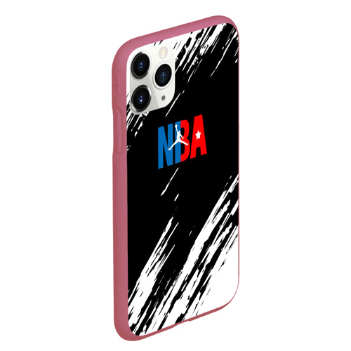 Чехол для iPhone 11 Pro Max матовый Basketball текстура краски nba, цвет малиновый - фото 3