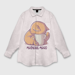 Мужская рубашка oversize 3D Morning mood - cat