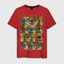 Глаза разноцветные из золота в стиле стимпанк – Футболка из хлопка с принтом купить со скидкой в -20%