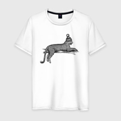 Леопард в шапке лежит – Мужская футболка хлопок с принтом купить со скидкой в -20%