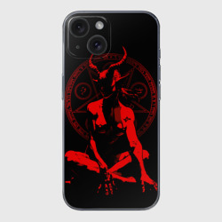 Чехол для iPhone 15 силиконовый с защитой камеры Красный демон девушка