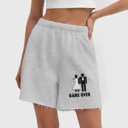 Женские шорты oversize футер хлопок Game over - свадьба - фото 2